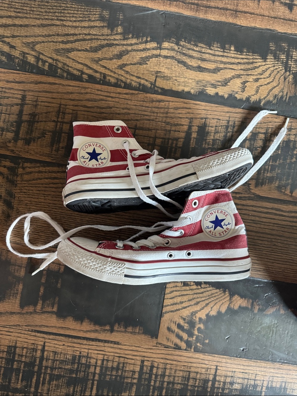 Converse Kids Red and White Striped High-Top Sneakers